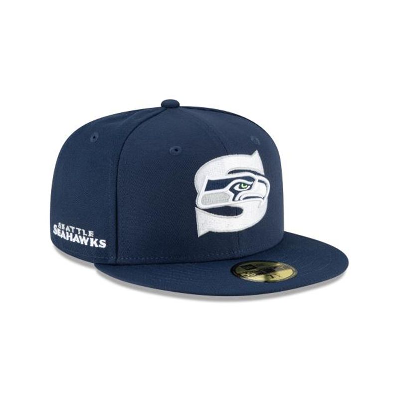 NFL Seattle Seahawks Logo Mix 59Fifty Fitted (HLR8801) - Blue New Era Caps